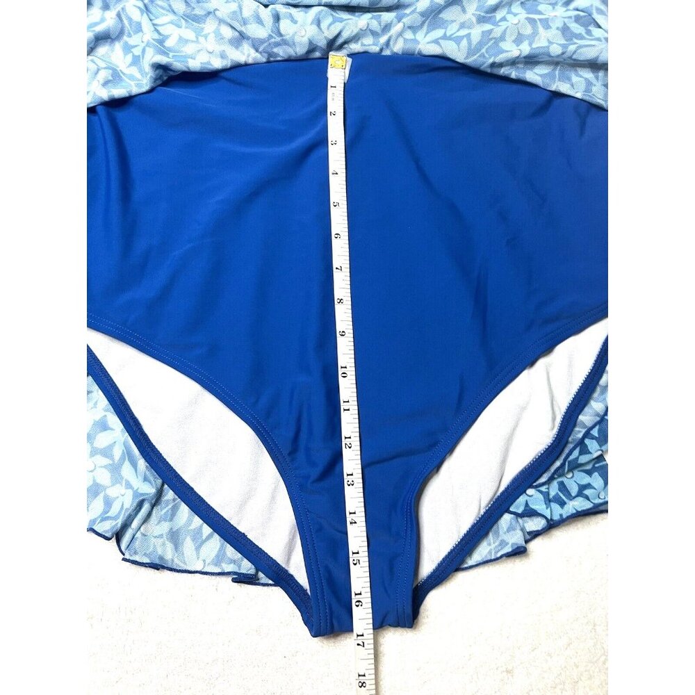 NEW Bloomchic Womens Tankini 18-20 Flirty Ruffle Vneck Adjustable Straps Blue - Picture 3 of 4